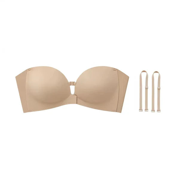 Strapless Front Closure Bra Wireless Push Up Padded Non Slip Tube Jelly Bra