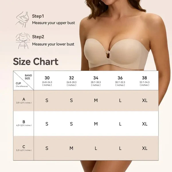 Strapless Front Closure Bra Wireless Push Up Padded Non Slip Tube Jelly Bra