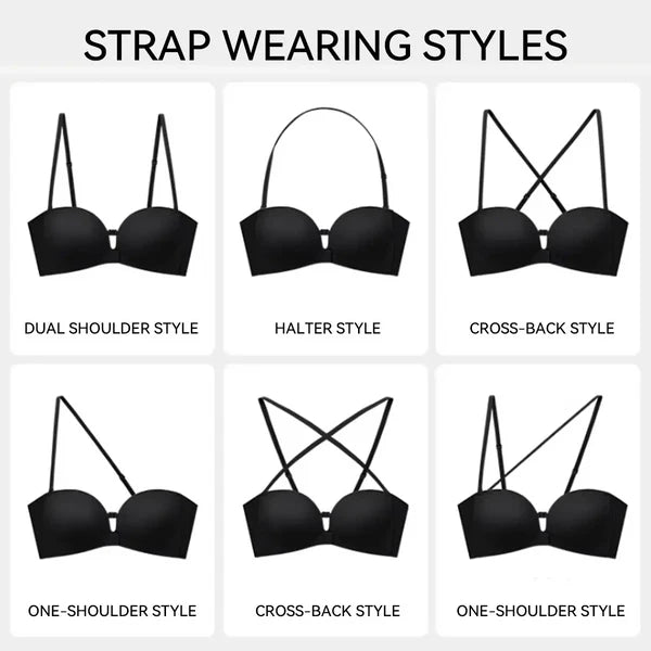 Strapless Front Closure Bra Wireless Push Up Padded Non Slip Tube Jelly Bra