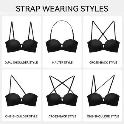 Strapless Front Closure Bra Wireless Push Up Padded Non Slip Tube Jelly Bra