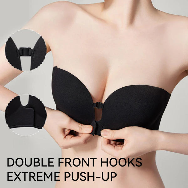 Strapless Front Closure Bra Wireless Push Up Padded Non Slip Tube Jelly Bra