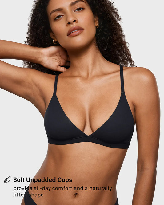 Curvy Friendly Seamless Deep V Triangle Bralette Bra