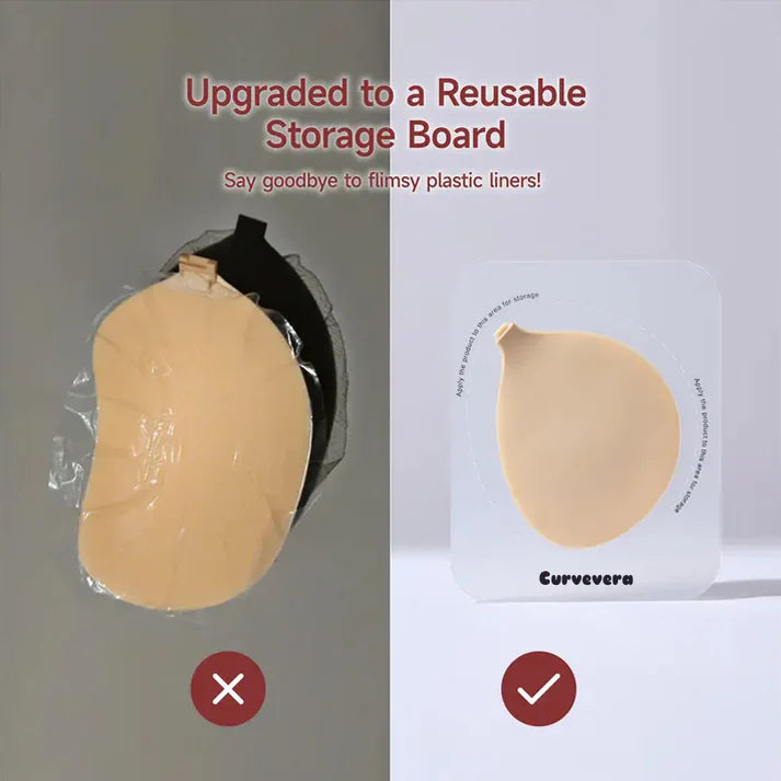 Invisible Sticky Bra Waterproof Sweat Proof Silicone Reusable with Storage Board