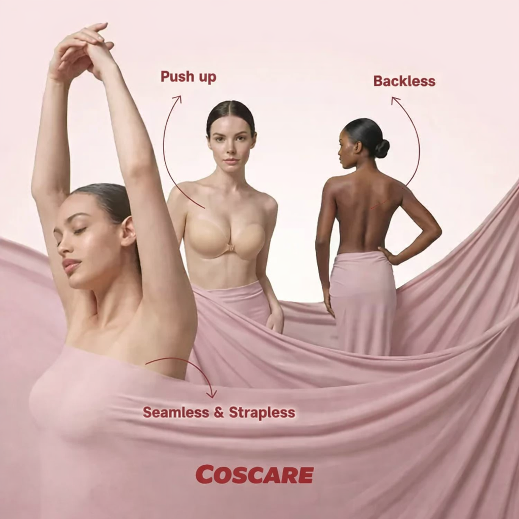 Invisible Sticky Bra Waterproof Sweat Proof Silicone Reusable with Storage Board